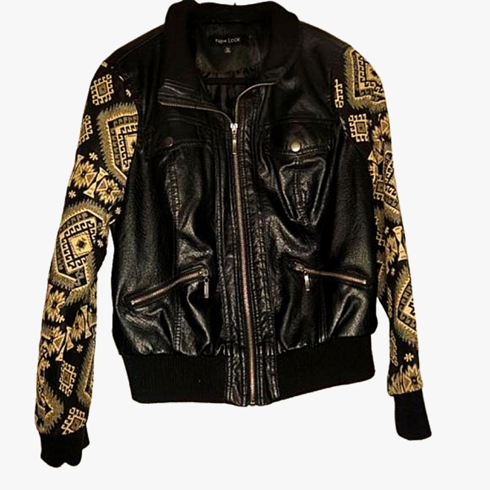 Unleash Your Edgy Side: The Stylish "New Look" Bomber Jacket, Size LG